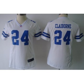Nike Dallas Cowboys #24 Morris Claiborne White Game Womens Jersey