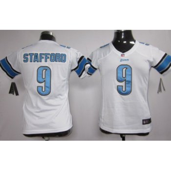 Nike Detroit Lions #9 Matthew Stafford White Game Womens Jersey