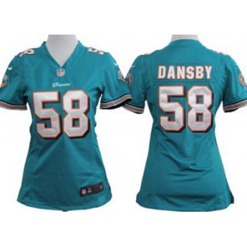 Nike Miami Dolphins #58 Karlos Dansby Green Game Womens Jersey