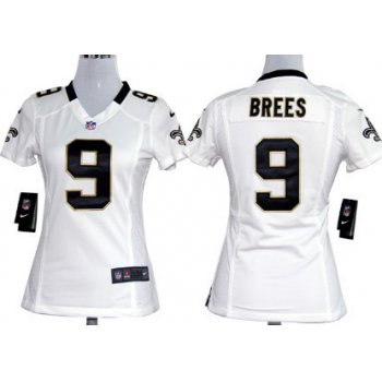 Nike New Orleans Saints #9 Drew Brees White Game Womens Jersey