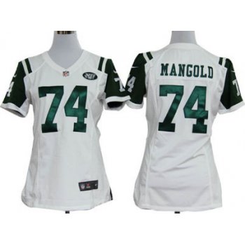 Nike New York Jets #74 Nick Mangold White Game Womens Jersey