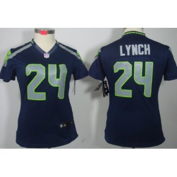 Nike Seattle Seahawks #24 Marshawn Lynch Navy Blue Limited Womens Jersey