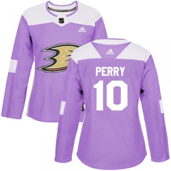Adidas Anaheim Ducks #10 Corey Perry Purple Authentic Fights Cancer Women's Stitched NHL Jersey