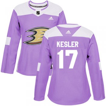 Adidas Anaheim Ducks #17 Ryan Kesler Purple Authentic Fights Cancer Women's Stitched NHL Jersey