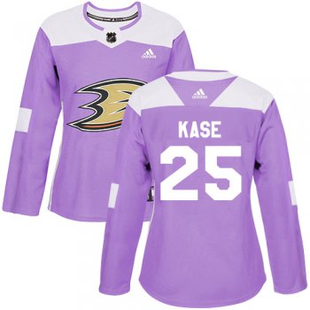 Adidas Anaheim Ducks #25 Ondrej Kase Purple Authentic Fights Cancer Women's Stitched NHL Jersey