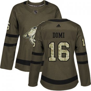 Adidas Arizona Coyotes #16 Max Domi Green Salute to Service Women's Stitched NHL Jersey