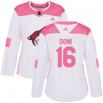 Adidas Arizona Coyotes #16 Max Domi White Pink Authentic Fashion Women's Stitched NHL Jersey