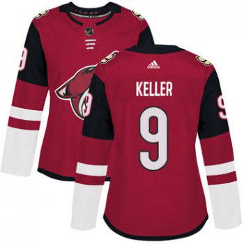 Adidas Arizona Coyotes #9 Clayton Keller Maroon Home Authentic Women's Stitched NHL Jersey
