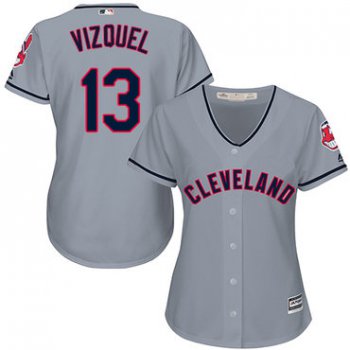 Cleveland Indians #13 Omar Vizquel Grey Road Women's Stitched MLB Jersey