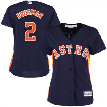 Houston Astros #2 Alex Bregman Navy Blue Alternate Women's Stitched Baseball Jersey