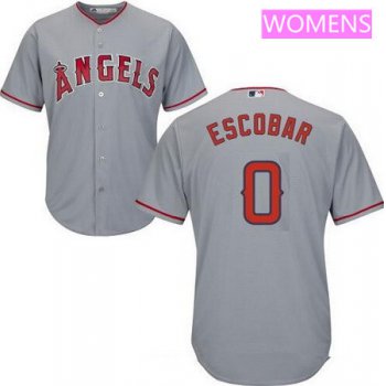Women's Los Angeles of Anaheim #0 Yunel Escobar Gray Road Stitched MLB Majestic Cool Base Jersey