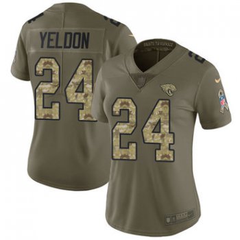 Women's Nike Jacksonville Jaguars #24 T.J. Yeldon Olive Camo Stitched NFL Limited 2017 Salute to Service Jersey
