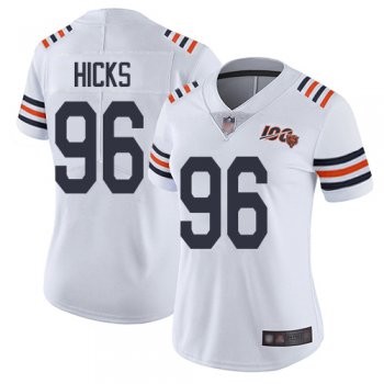 Bears #96 Akiem Hicks White Alternate Women's Stitched Football Vapor Untouchable Limited 100th Season Jersey