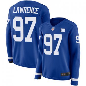 Giants #97 Dexter Lawrence Royal Blue Team Color Women's Stitched Football Limited Therma Long Sleeve Jersey