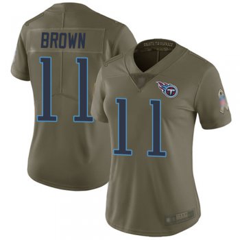 Titans #11 A.J. Brown Olive Women's Stitched Football Limited 2017 Salute to Service Jersey