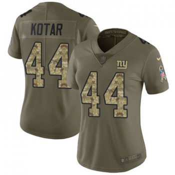 Women's Nike New York Giants #44 Doug Kotar Olive Camo Stitched NFL Limited 2017 Salute to Service Jersey