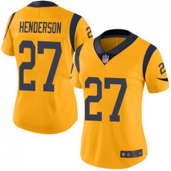 Rams #27 Darrell Henderson Gold Women's Stitched Football Limited Rush Jersey