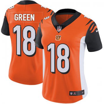 Women's Nike Cincinnati Bengals #18 A.J. Green Orange Alternate Stitched NFL Vapor Untouchable Limited Jersey