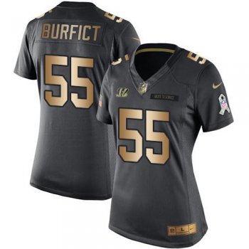 Women's Nike Cincinnati Bengals #55 Vontaze Burfict Black Stitched NFL Limited Gold Salute to Service Jersey
