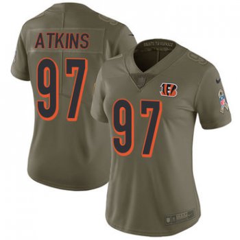 Women's Nike Cincinnati Bengals #97 Geno Atkins Olive Stitched NFL Limited 2017 Salute to Service Jersey