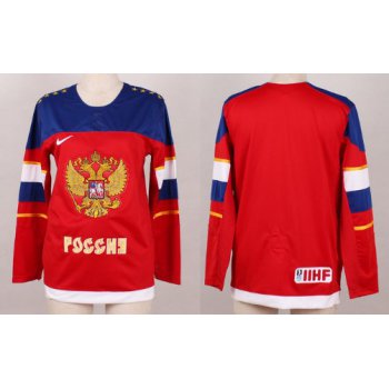 2014 Olympics Russia Blank Red Womens Jersey