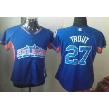 LA Angels of Anaheim #27 Mike Trout 2013 All-Star Blue Womens Jersey