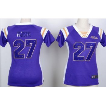 Nike Baltimore Ravens #27 Ray Rice Drilling Sequins Purple Womens Jersey