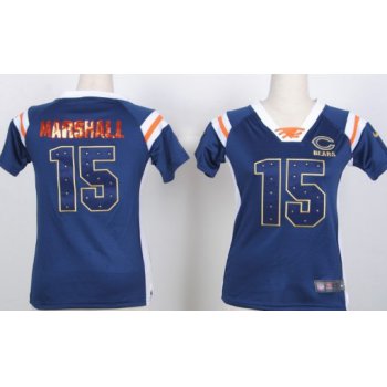 Nike Chicago Bears #15 Brandon Marshall Drilling Sequins Blue Womens Jersey