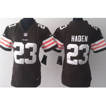 Nike Cleveland Browns #23 Joe Haden Brown Game Womens Jersey
