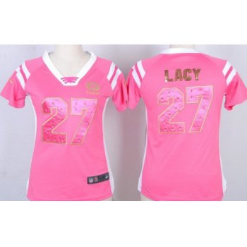 Nike Green Bay Packers #27 Eddie Lacy Drilling Sequins Pink Womens Jersey
