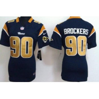 Nike St. Louis Rams #90 Michael Brockers Navy Blue Game Womens Jersey