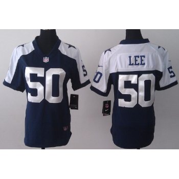 Nike Dallas Cowboys #50 Sean Lee Blue Thanksgiving Game Womens Jersey