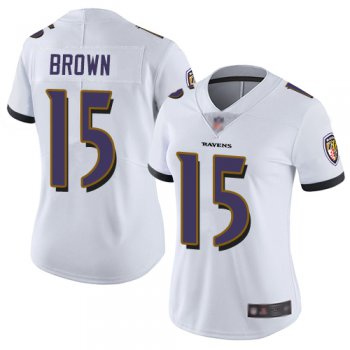 Ravens #15 Marquise Brown White Women's Stitched Football Vapor Untouchable Limited Jersey