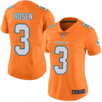 Dolphins #3 Josh Rosen Orange Women's Stitched Football Limited Rush Jersey