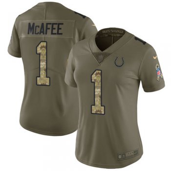 Women's Nike Indianapolis Colts #1 Pat McAfee Olive Camo Stitched NFL Limited 2017 Salute to Service Jersey