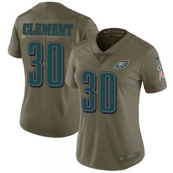 Women's Nike Philadelphia Eagles #30 Corey Clement Olive Stitched NFL Limited 2017 Salute to Service Jersey