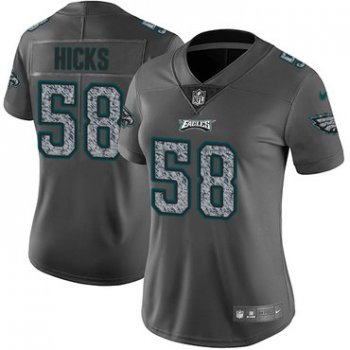 Women's Nike Philadelphia Eagles #58 Jordan Hicks Gray Static Stitched NFL Vapor Untouchable Limited Jersey