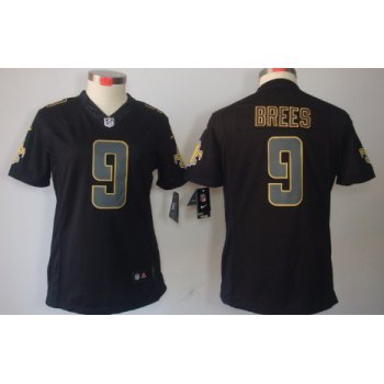 Nike New Orleans Saints #9 Drew Brees Black Impact Limited Womens Jersey