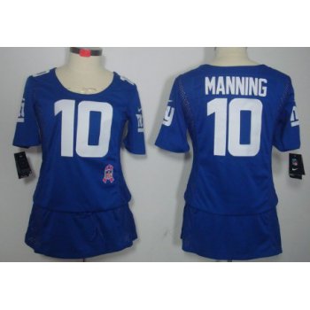 Nike New York Giants #10 Eli Manning Breast Cancer Awareness Blue Womens Jersey
