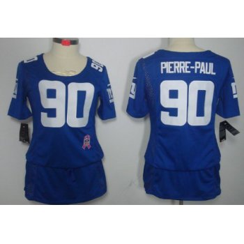 Nike New York Giants #90 Jason Pierre-Paul Breast Cancer Awareness Blue Womens Jersey
