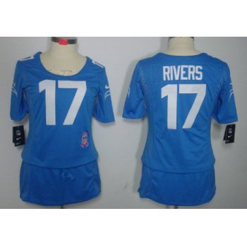 Nike San Diego Chargers #17 Philip Rivers Breast Cancer Awareness Light Blue Womens Jersey