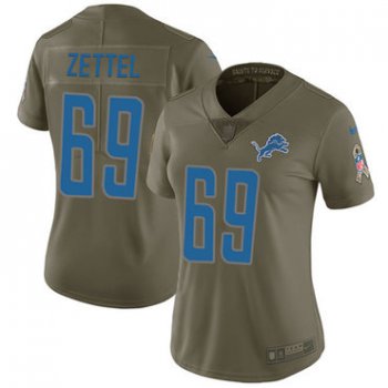 Women's Nike Detroit Lions #69 Anthony Zettel Olive Stitched NFL Limited 2017 Salute to Service Jersey