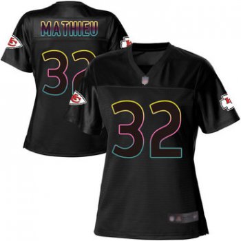 Chiefs #32 Tyrann Mathieu Black Women's Football Fashion Game Jersey