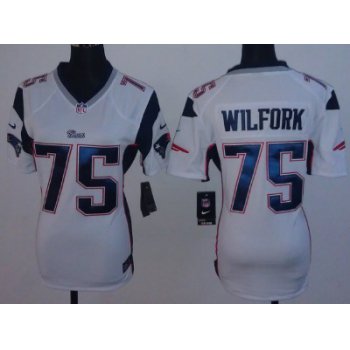 Nike New England Patriots #75 Vince Wilfork White Game Womens Jersey