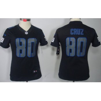 Nike New York Giants #80 Victor Cruz Black Impact Limited Womens Jersey