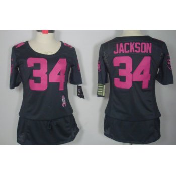 Nike Oakland Raiders #34 Bo Jackson Breast Cancer Awareness Gray Womens Jersey