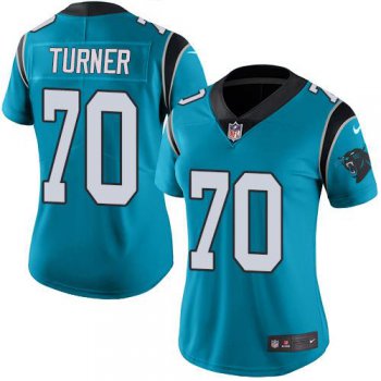Nike Panthers #70 Trai Turner Blue Women's Stitched NFL Limited Rush Jersey