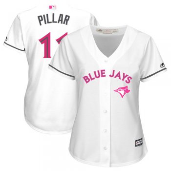 Blue Jays #11 Kevin Pillar White Mother's Day Cool Base Women's Stitched Baseball Jersey$20.99