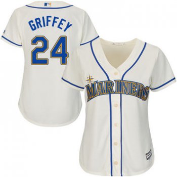 Mariners #24 Ken Griffey Cream Alternate Women's Stitched Baseball Jersey