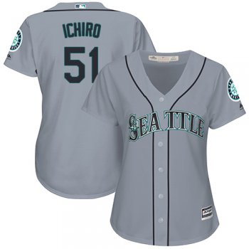 Mariners #51 Ichiro Suzuki Grey Road Women's Stitched Baseball Jersey